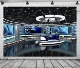 CORFOTO 5x3ft Live News Broadcast Hall Backdrop Newscaster TV Show Backdrop Breaking Media Photography Background for News Reporter Microphone Newsroom Backdrop Podcast Backdrop