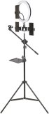 Live Streaming Stand with Microphone Crossbar Tray Storage Rack Fill Light Photo Taking Floor Standing Stand