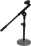 Desk Microphone Stand, Adjustable Desktop Mic Stand with Mic Clip and Round Weighted Base, for Meeting Broadcasting Podcast Live Performance