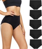 wirarpa Women’s High Waisted Cotton Briefs Ladies Underwear Regular & Plus Size Panties 5 Pack