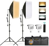 TECDIGBO 95W Softbox Lighting Kit, Photography Studio Light E27 6500K Dimmable Bulbs Energy Saving LED for Portraits Fashion Advertising Vlogging, Podcast, Video, Live Stream, Film etc