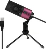 USB Microphone, Metal USB Condenser Recording Microphone for Laptop Windows Cardioid Studio Recording Vocals Voice Over,Video (Color : Rose Red)