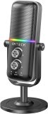 CMTECK Gaming USB Microphone, Computer Condenser Gaming Mic for PC/Laptop/PS4/PS5, RGB Lights, Mute Button, Mic Gain, Plug and Play, Three Sound Mode, Perfect for Recording, Streaming, Podcast