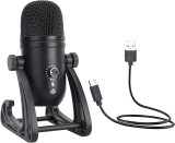 USB Condenser Microphone Cardioid PC Plug & Play Mic with Adjustable Stand Base for Streaming,Podcasting,Recording,Gaming Compatible with Laptop Desktop Windows Computer Volume Control Mic