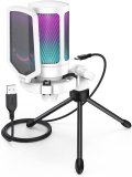 USB Microphone, Game USB Microphone for Gaming Streaming with Pop Filter Shock Mount&Gain Control,Condenser Mic for Laptop/Computer (Color : White)