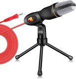 New Condenser Microphone 3.5mm Plug Home Stereo MIC Desktop Tripod for PC YouTube Video Skype Chatting Gaming Podcast Recording (Color : D) (A)