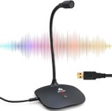 KLIM Talk USB Desk Microphone for Computer – New Version 2024 – Compatible with Any PC Laptop Mac PS4 – Professional Desktop Mic with Stand – Recording Gaming Streaming YouTube Podcast Mics