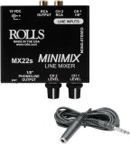 Rolls MX22s Mini Mix Line Mixer with Hosa 1/4″ Phone TRS Headphone Extension Cable- 10′