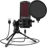 CMTECK USB Microphone, Podcast Microphone with Pop Filter & Mute Button, Compatible Desktop Computer and Laptop