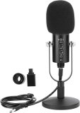 Microphone, Condenser Recording Microphone HiFi Sound Aluminium Alloy Mic for Computer, Radio Broadcasting Room KTV