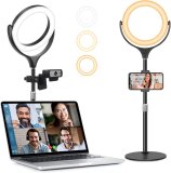 Ring Light with Stand for Desk Laptop Computer Video Conference Recording, Evershop Selfie Ring Light with Adjustable Metal Stand&Phone Holder for Zoom Meeting, Video Call, Live Stream,Tiktok/YouTube