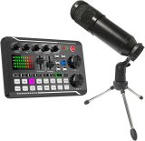 Sound Card Kit Studio Record Sound Card Kit Record Phone Computer Live Audio with Cable Phone Computer Live Voice Mixer Set Studio Setup for Recording Musi