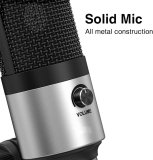 Metal Computer Microphone USB Kit with Volume Knob, Suitable for Video Recording and Dubbing Microphone