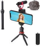 Movo VXR10+ Smartphone Vlogging Kit with Mini Tripod, Phone Grip, and Video Microphone Compatible with iPhone and Android – for YouTube, TIK Tok, Filming, Vlogging