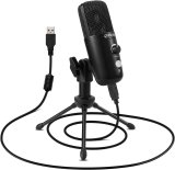 FDUCE USB Microphone, Computer Cardioid Condenser PC Microphone with Tripod for Gaming, Streaming, Podcasting, Chat, YouTube on Mac and Windows (Black)