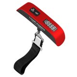 travel inspira Luggage Scale, Portable Digital Hanging Baggage Scale for Travel, Suitcase Weight Scale with Rubber Paint, 110 Pounds, Battery Included – Red