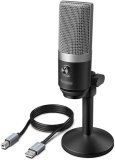 USB Microphone, USB Microphone for Laptop and Computers for Recording Streaming Voice Overs Podcasting for Audio and Video (Color : Silver)