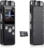 Voice Recorder with Playback,80GB Voice Activated Recorder with DSP Noise Reduction,Dual Microphones, Mp3,Speaker,Password Protect,for Music,Overdubbing,Studio,Dictation,Interview