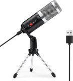 USB Microphone, Computer Podcast Cardioid Condenser PC Mic with Tripod Stand for Recording,Gaming,Compatible with Laptop Desktop Mac & Windows