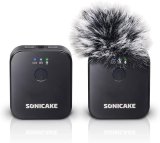 SONICAKE Wireless Lavalier Microphone 2.4GHz 164 ft/50M Range 10 Hrs, Compact Wireless Mic System(1 TX +1 RX) for iPhone/Android/DSLR Camera,Vlog,Podcast,Live Streaming,Video Recording,Interview