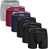 EKQ Mens Boxer Briefs Underwear 6 Pack Soft Bamboo Rayon Trunks Comfortable Stretch Men’s Tagless Underwear with Fly