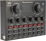 Live Sound Card Audio Mixer, Portable Live Sound Card Built in Microphone, Podcast Production Studio Equipment for Live Streaming, Karaoke, Gaming and More