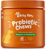 Zesty Paws Probiotic Chews for Dogs – Gut Flora & Immune System Support – Premium DE111 Bacillus subtilis – Pumpkin Flavour – 90 Count