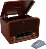 Electrohome Kingston 7-in-1 Vintage Vinyl Record Player Stereo System with 3-Speed Turntable, Bluetooth, AM/FM Radio, CD, Aux in, RCA/Headphone Out with 2 Bonus Replacement Needles (RR75)