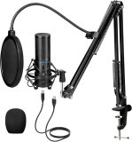 TONOR USB Gaming Microphone, PC Streaming Mic Kit for PS4/5/Discord/Twitch Gamer, Condenser Studio Cardioid Microfono for Podcasting, Recording, Content Creation, Singing with Adjustable Arm Stand Q9