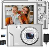 Digital Camera, Bofypoo Autofocus Kids Vlogging Camera FHD 1080P 48MP with 32GB Card, 16X Zoom Point and Shoot Digital Camera with Battery Charger, Compact Camera for Teens,Beginners (Light Silver)