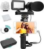 Movo Vlog Kit V7 – YouTube Starter Kit with Grip, Stereo Microphone, Light and Wireless Remote Vlogging Kit for iPhone for YouTube, TikTok, Vlogging Equipment for iPhone/Android – iPhone Vlogging Kit