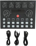 Live Sound Card 1Pcs Mini Sound Changer Mixer Board 12 Sound Effects Dual DSP Chips Volume Adjustment Mini Sound Mixer Board With Colorful Lights for Karaoke Live Streaming