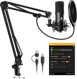 MAONO Podcast Microphone, USB Computer Mic for PC with Software, Boom Arm and Professional Sound Chipset for Singing, Recording, Streaming, Gaming, YouTube (AU-A04E) Black