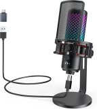 ZealSound Gaming USB Microphone for iPhone Phone PC,Metal Microphones with Quick Mute,RGB Indicator,Pop Filter,Shock Mount,Gain Control for Podcast