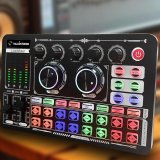 Podcast Sound Board F999 – Music Mixer Board, Audio Mixer for YouTuber Streamer Music Gamer, Audio Interface, Sound Card for PC Mac iPhone, DJ Equipment for Beginners (F999, Standard)