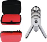 Navitech Red Podcast Microphone Shock Proof Carry Case Compatible with The Samson Meteor