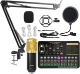 Sound Card Kit BM800 V10XPro Mixer Sound Card Studio Audio Mixer Singing Noise Reduction Microphone Voice Live Broadcast Phone Computer Record Studio Setup