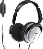 PHILIPS Over Ear Wired Stereo Headphones for Podcasts, Studio Monitoring and Recording Headset for Computer, Keyboard and Guitar with 6.3 mm (1/4″) Add On Adapter- Silver