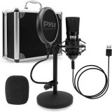 PyleUsa USB Microphone Podcast Recording Kit – Audio Cardioid Condenser Mic w/Desktop Stand and Pop Filter – for Gaming PS4, Streaming, Podcasting, Studio, YouTube, Works w/Windows Mac PC – PDMIKT120