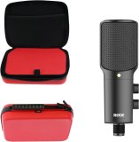 Navitech Red Podcast Microphone Shock Proof Carry Case Compatible with The Rode NT-USB