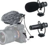 JJC SGM-V1 Shotgun Video Microphone, Cardioid Microphone Condenser Mic Vdeomicro w/Shock Mount, Furry Foam Windscreen, Electret Condenser, 3.5mm TRS TRRS Cable, for Andoid Phone DSLR Camcorder