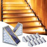 MoKasi Solar Step Lights for Outside – Triangle Stair Lights Outdoor Decor – LED Deck Lights Waterproof Solar Powered Porch/Patio/Curb Appeal/Front Door Motion Sensor Lighting – Warm White 12 Pack