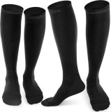 CAMBIVO 2 Pairs Compression Socks for Men and Women(20-30 mmHg), Compression Stocking for Swelling, Nurse, Flight (Black, LXL)