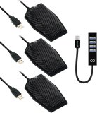 MXL AC-404 USB Conference Microphones for Web Conferencing, Game Streaming, Court Reporting on Windows and Mac (3-Pack, Black) Bundle with Blucoil USB Type-A Mini Hub with 4 USB Ports